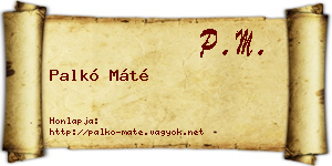 Palkó Máté névjegykártya